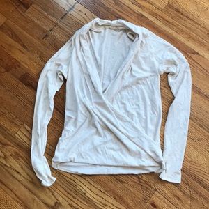 Long-Sleeved Faux Wrap Tee